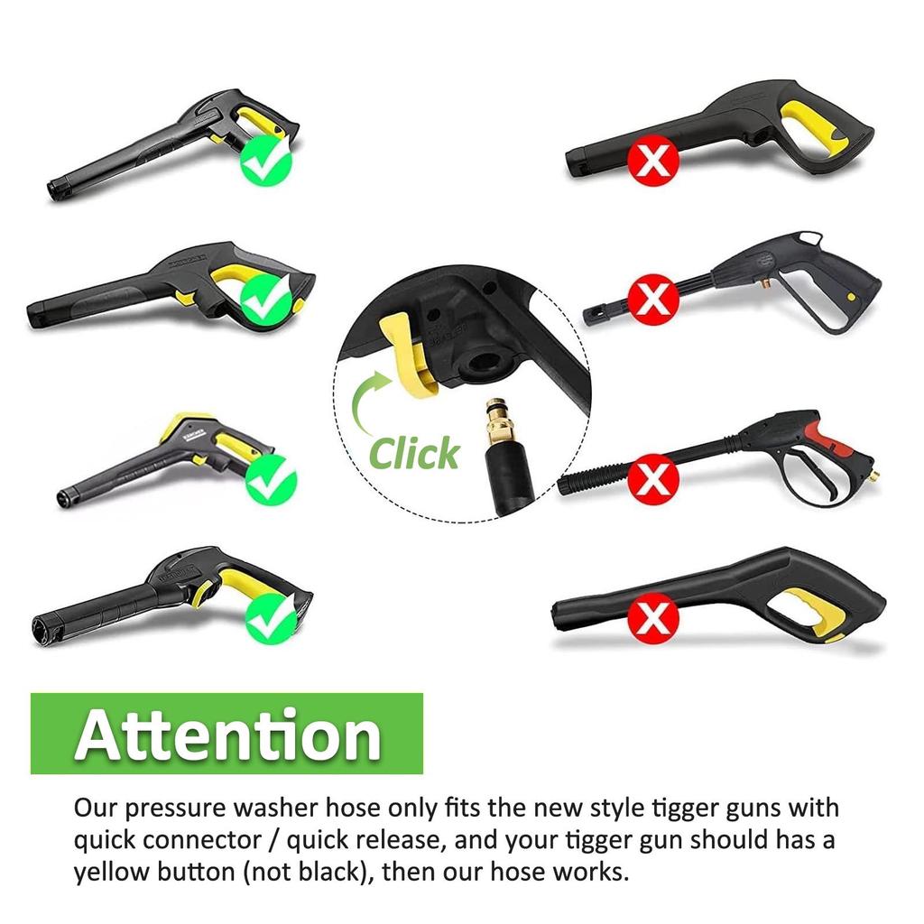 Manguera de Repuesto para Hidrolimpiadora Manguera Súper Flexible 2900 PSI Manguera Resistente a Dobladuras para Karcher K2-K7 Conector Rápido