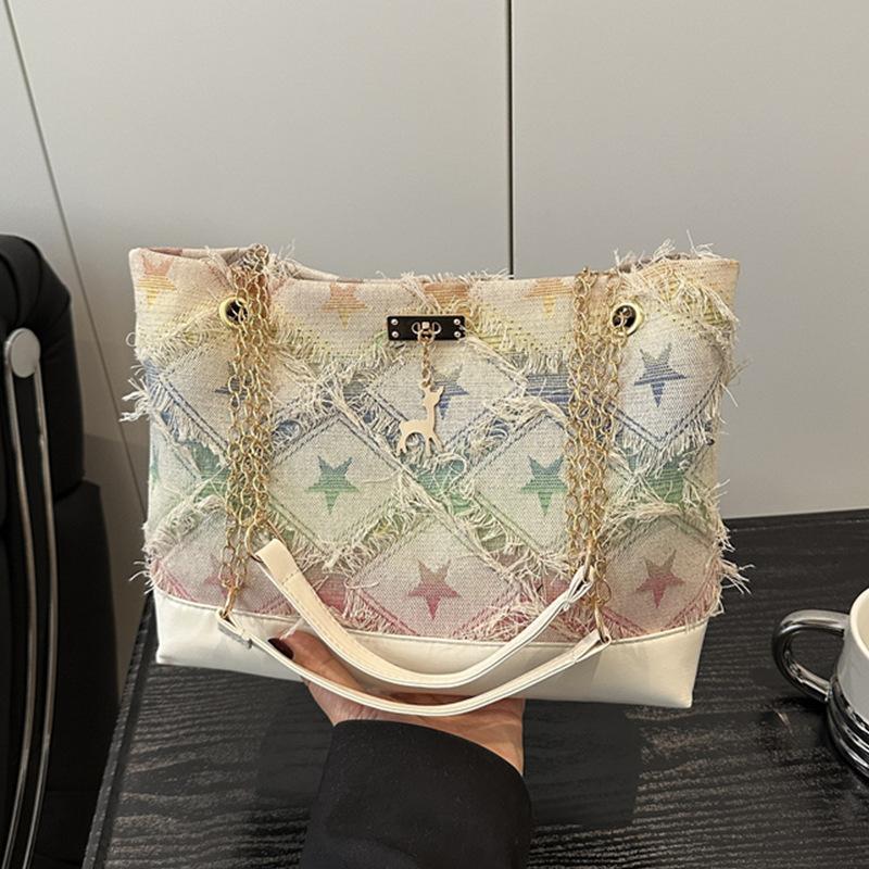 Denim bag women's new 2025 fashion niche design shoulder underarm bag versatile chain crossbody bucket bag