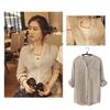 Women Autumn Tops Linen Button Down Loose Casual Career Shirt Long Sleeve Blouse