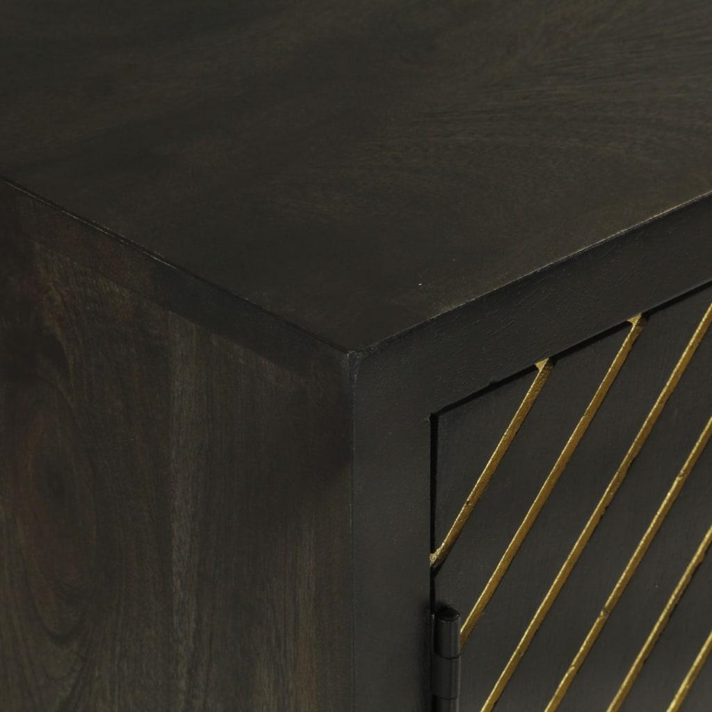 Vidaxl Cabinet With 2 Doors, Black-Gold, 55X30X75 Cm, Mango Wood
