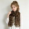Retro black and gold leopard print white silk scarf autumn and winter new fashion light luxury high temperament warm scarf shawl dual-purpose