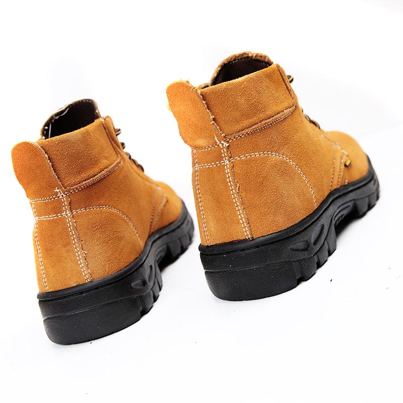 3537 Men's High-Top Cowhide Safety Shoes with Soft Sole & Steel Toe: Anti-Smash & Puncture-Resistant for Construction & Welding
