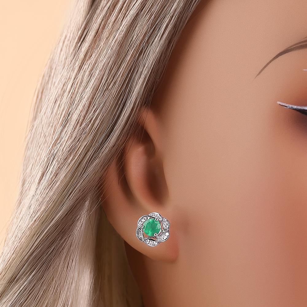 Elegant Flower Shape Design 925 Sterling Silver Earrings Natural Round 5.0mm Agate Fine Jewelry for Women's Party Birthday Gifts