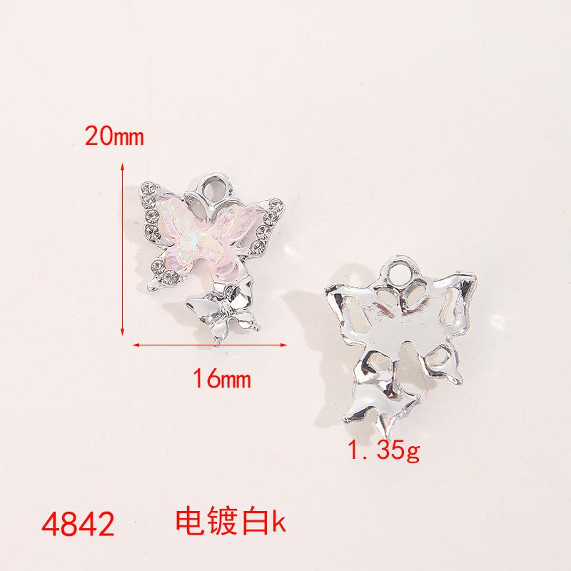 

Аксессуары для украшений своими руками, персиковое сердце бабочка, ожерелье из гальванизированного сплава с кристаллами, материал для браслета