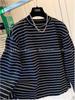 Korean-Style Striped Lace Trim Fake Two-Piece Long-Sleeve Women's T-Shirt