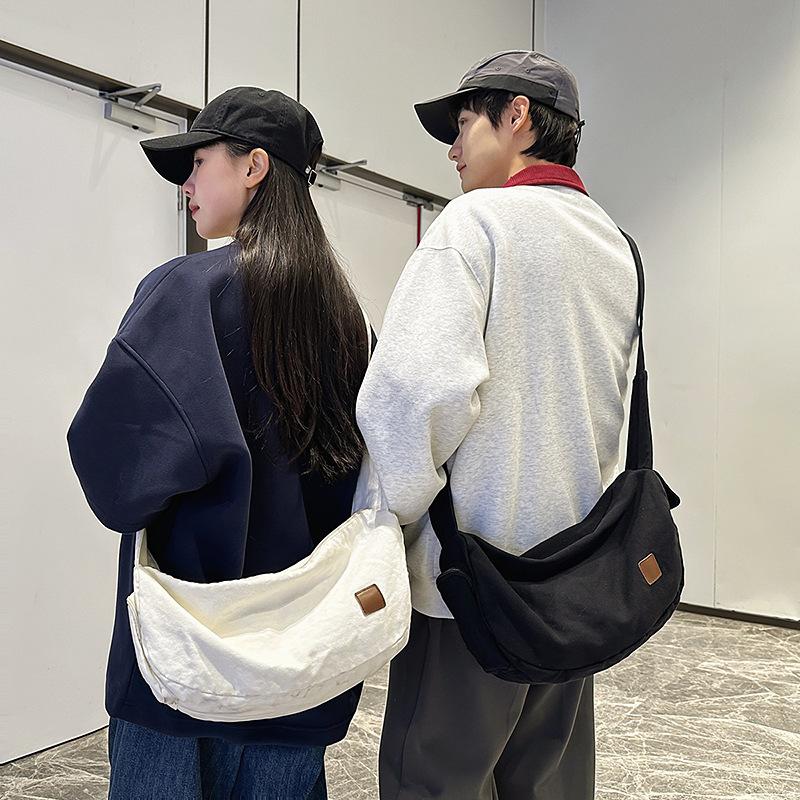 Shoulder Bag Men'S Trendy Brand Messenger Bag Retro Simple Canvas Bag Large Capacity Student Commuter Mailman Bag Women