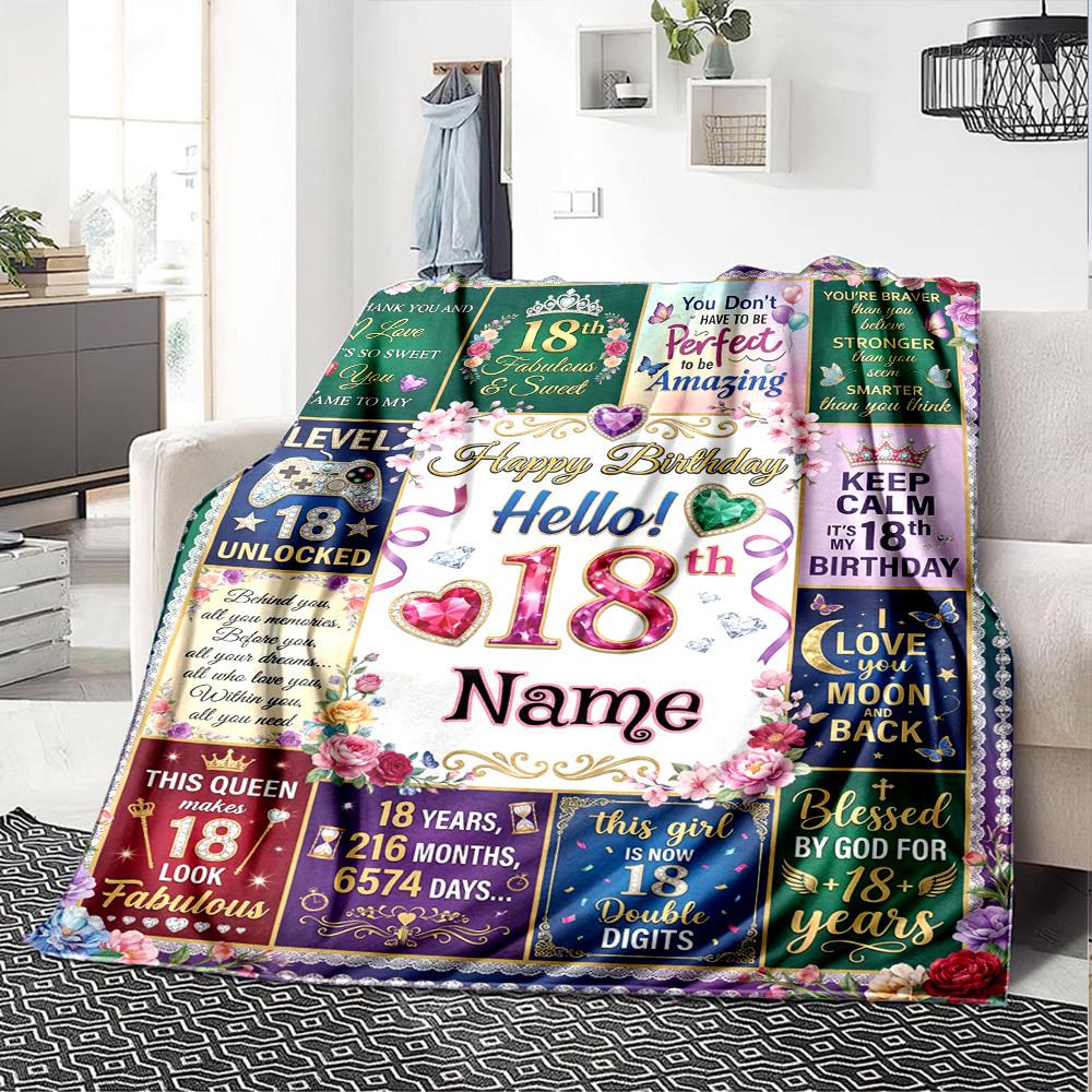 Happy 60Th Birthday Personalized Blanket Customize Your Name Comfortable Versatile For Picnics Outdoor Travel And Camping Sofa Office Four Seasons