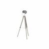 Lampadaire - Vintage - Métal Argenté - Bois Paulownia - Trépied - 50 Watts - 66x66x142 cm