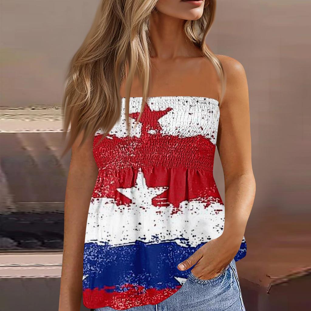 Kadınlar İçin Tüp Üstler, Sevimli Seksi Omuzdan Askılı Baskılı Kolsuz Tişört