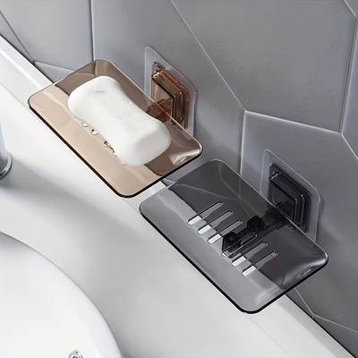 1Pc Soap Box Easy To Install Transparent Soap Box Wall-mounted Bathroom Bracket Bathroom Soap Tray