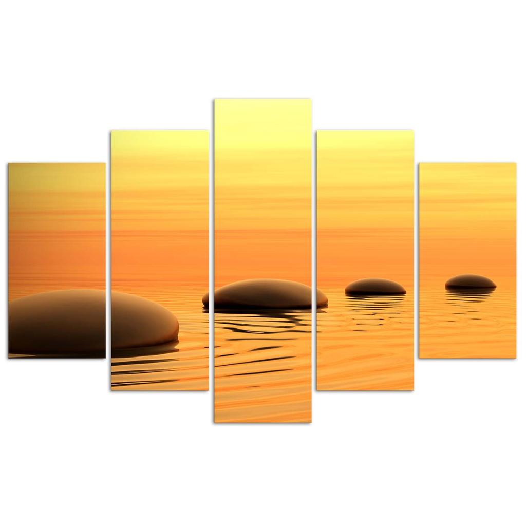 Feeby Five piece picture canvas print, Zen composition with stones