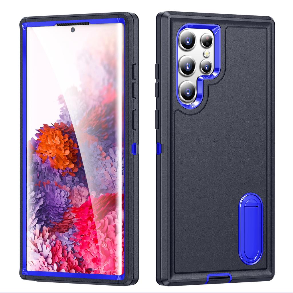 For Samsung Galaxy S22 Ultra 5G Case Case Kickstand Phone Cover PC+Silicone+EVA 3-in-1 Design