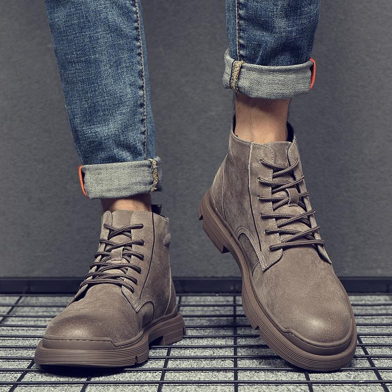 2024 Winter New Male Korean Version All-matchd Fashion High-top Tooling Trendy Shoes British Men's Boots Retro Short Boots