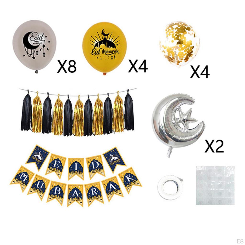 Blloons Festive Print Decortive Eid Mubrk Bckdrop Bnner for Holidy Prties Decor