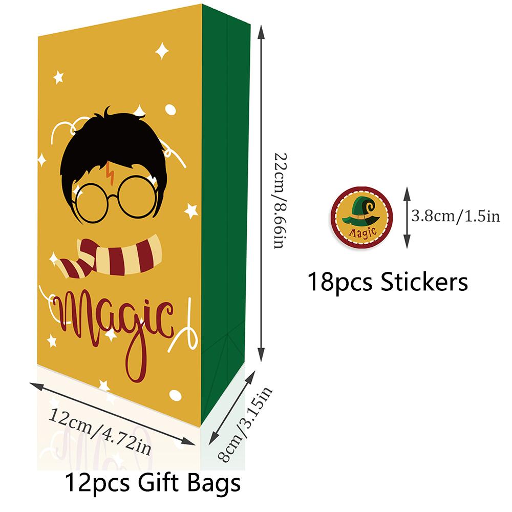 Harry Potter Gift Bag Pack of 12 Colourful Magic Wizard Gift Bags for Birthday