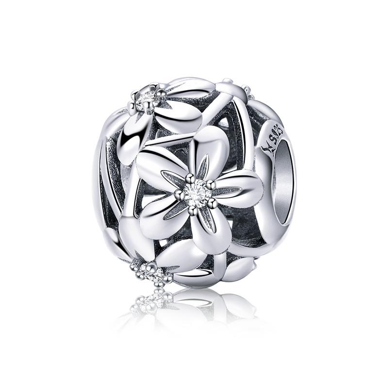 WOSTU Daisy Flower Series Charms 925 Silver Spacer Beads Dangle Charms Fit Bracelets DIY Jewelry