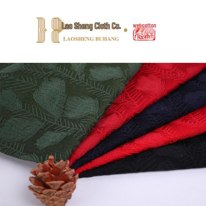 Women's Retro Feather Cheongsam: Middle-Aged & Elderly Cotton-Linen Jacquard Fabric