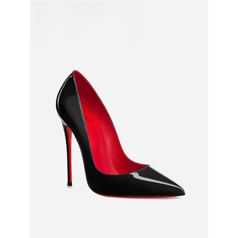 Soleist Damenschuhe Schwarz matt Hohe Absätze Trend elegante Frau mit Absatz Luxuriöse Pumps Roter Glänzender Boden Spitze sexy Abschlussballschuhe