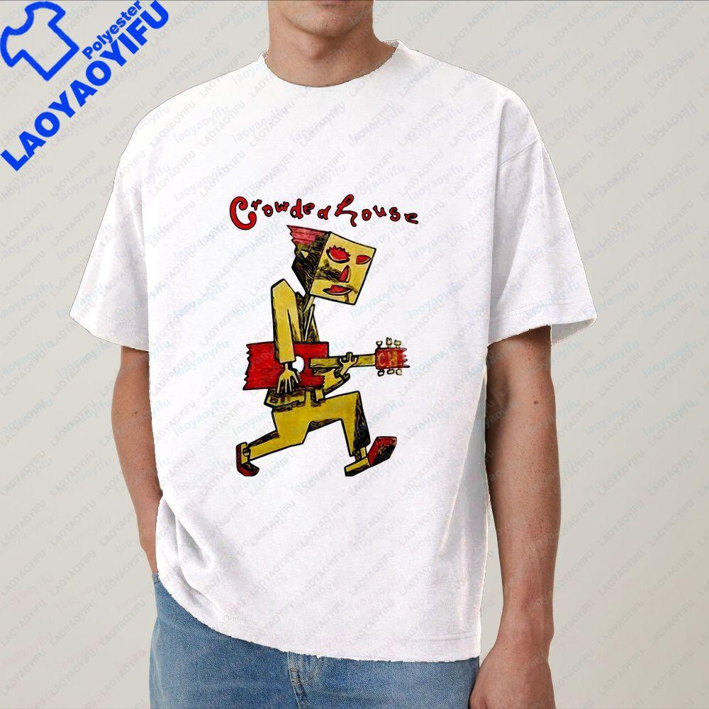 Crowded House Rock Bands Vintage Pirated Style New Product Printed Tshirt for Both Unisex and WoUnisex with A Round Neckline