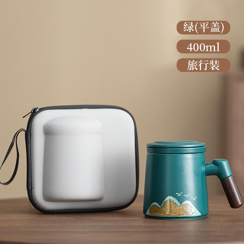 Light luxury company gifts suet jade twisted lotus ceramic mug with lid office teacup gift