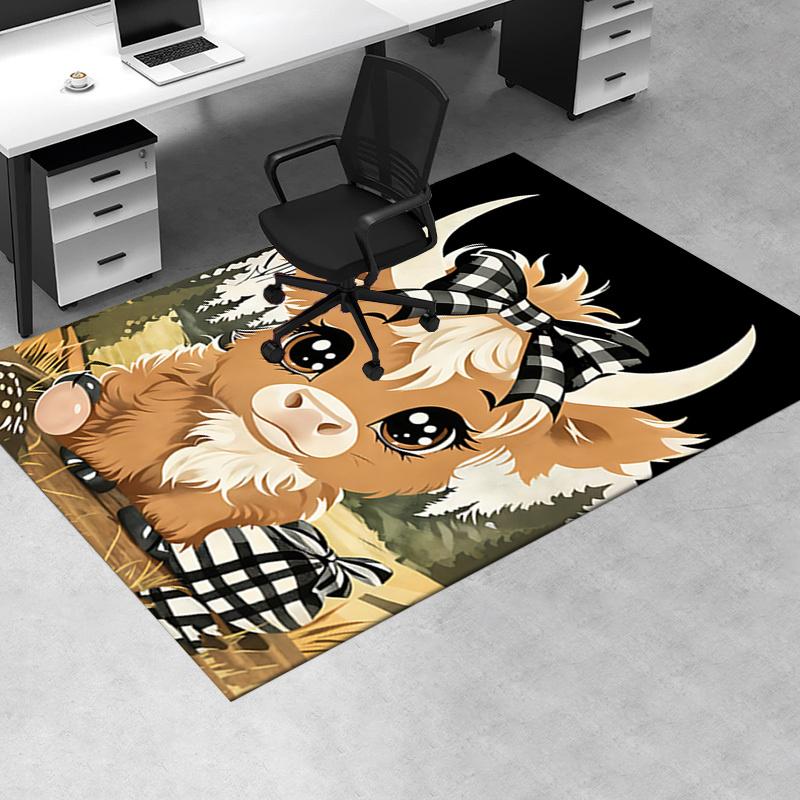 Charming Buffalo Chair Mat Office Carpet with Plaid Bow Design for Home Decor and Gift Ideas