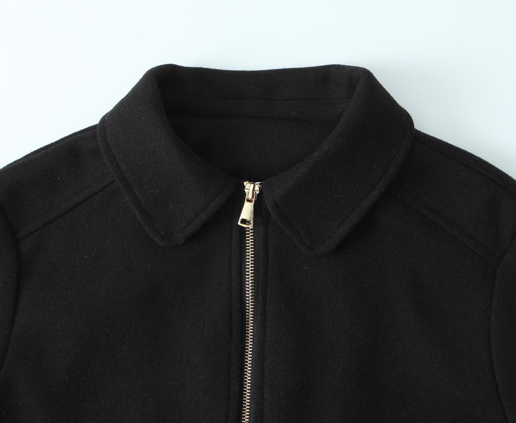 TAOP&ZA Early Spring Soft Jacket with Zipper Detail and Turn-Down Collar, Long Sleeve, Short Outerwear