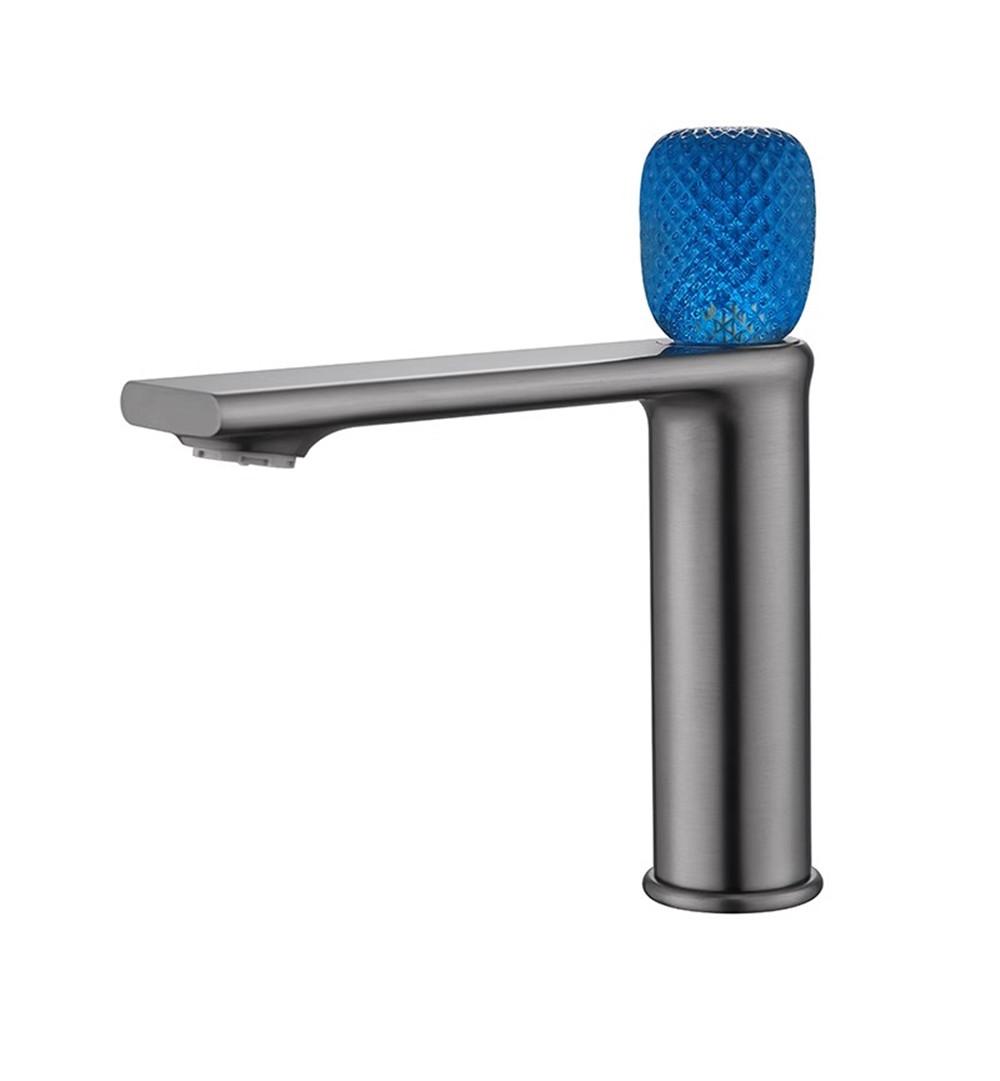 Creative Light Bathroom Faucet Brass Crystal Gold Bathroom Basin Faucet Cold Hot Water Mixer Sink Tap Deck Mounted Gray Tap серый