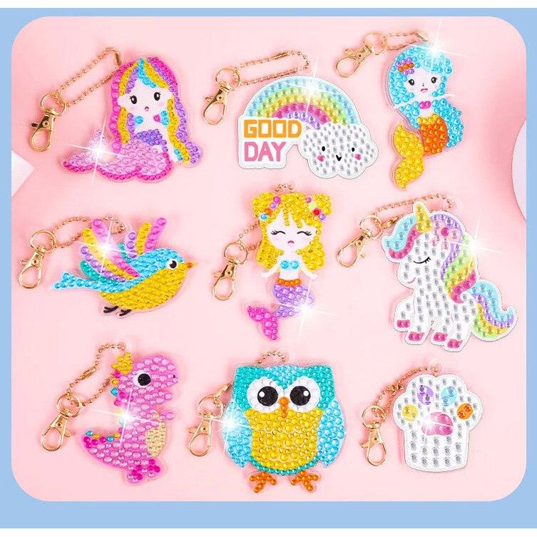 SHEFEITE Diamond Painting for Kids - 15pcs DIY Keychain Craft Kit - Ages 5+ Multicolor