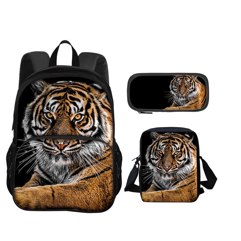 Zaino Zainetto Astuccio Borsa a tracolla Tigre con stampa animale Set da 3 pezzi regalo perfetto per la scuola i compleanni di ragazzi e ragazze