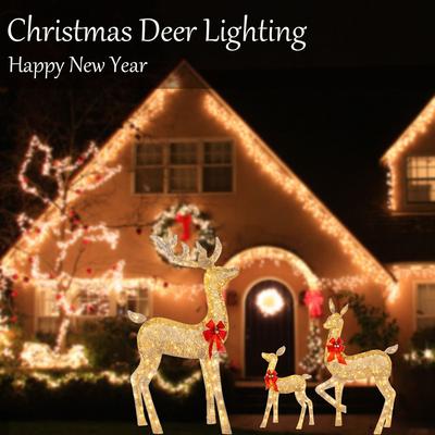 Christmas Deer Lighting Golden Deer Elk Light Luminous Reindeer Ornament Tree Scene Room Outdoor Christmas Decor New Year