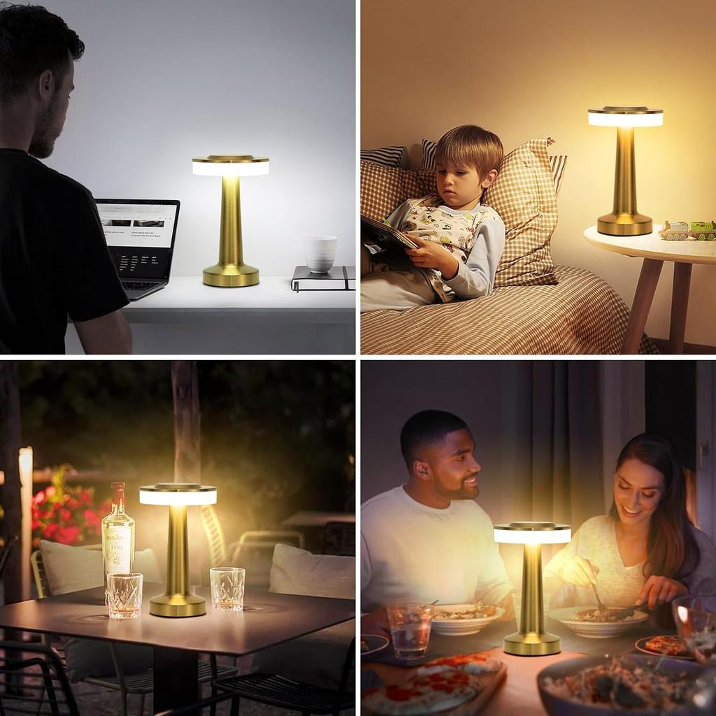 Retro Table Lamp Metal Touch Decor for Bar Coffee Restaurant Decoration Light Desk LED Rechargeable Night Light Bedroom Decor