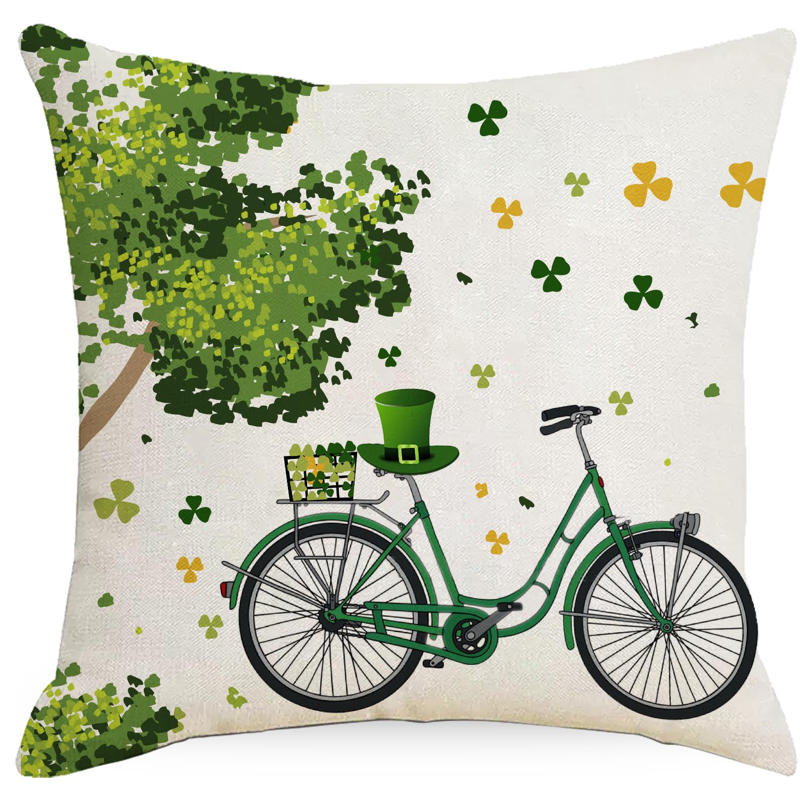 

улица. Наволочка на День святого Патрика Льняная с принтом Домашняя наволочка Гостиная Диван Спальня Чехол для подушки 45 * 45Cm without pillow core
