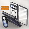 Magnetic Ring Transparent Privacy Screen Tempered Glass Protector Case For Huawei Pura X Max Spring Hinged Holder Back Cover
