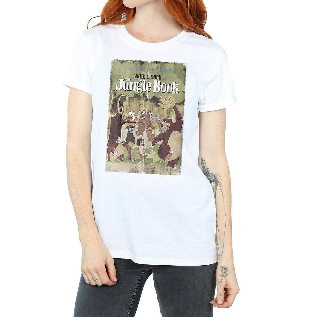 Jungle Book Damen/Damen-Retro-Poster-Baumwoll-Boyfriend-T-Shirt