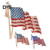 Brosche mit patriotischer amerikanischer Flagge, Zinklegierung, Strass-Emaille, wehende US-Nationalflagge, Anstecknadel, Pullover, Rucksack, Hut, Dekoration, Herren, Damen, Kleidungszubehör