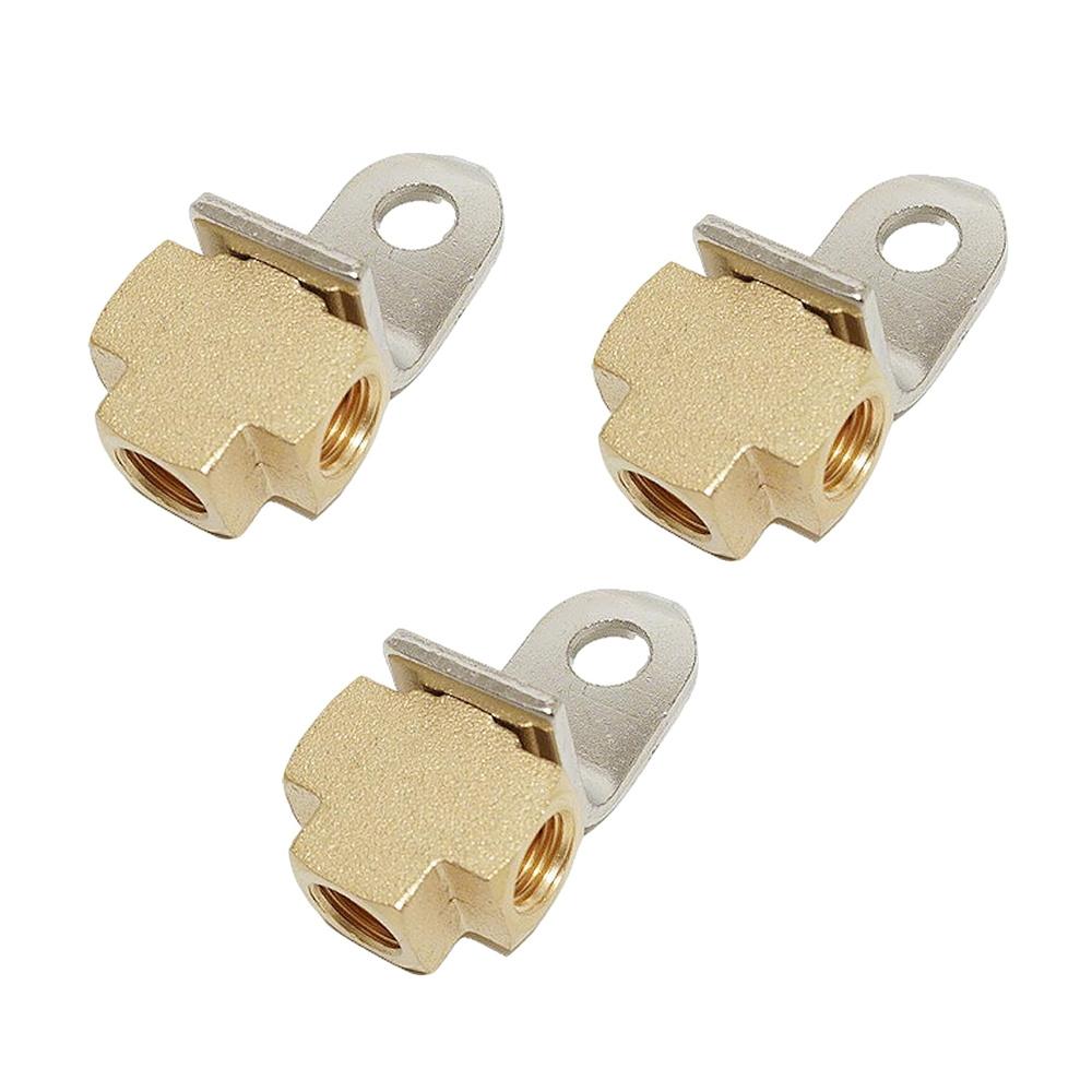 3 Pack 3 Way Female Brake Line Tee For 3/16 Inch Tube With Mounting Bracket