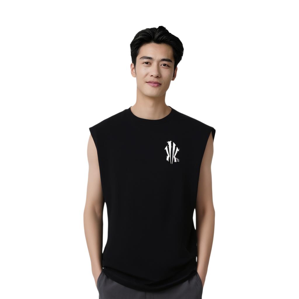 Anta Kyrie Irving Series Comfortable Letter Round Neck Simple Loose Versatile Sports Quick-Dry Vest Men Tops Basic-Black 172521102-3