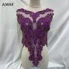 Rhinestone Tassel Dark Purple Beaded Lace Fabric with Motif Rhinestones Flower Shape Embroidery Trim for Wedding Dress