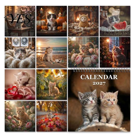 Practical Home Office Supplies Funny Animal Wall Calendar 2027, 12 Months Jan. to Dec., Spiral Bound Hanging Planner Calendar, Monthly with