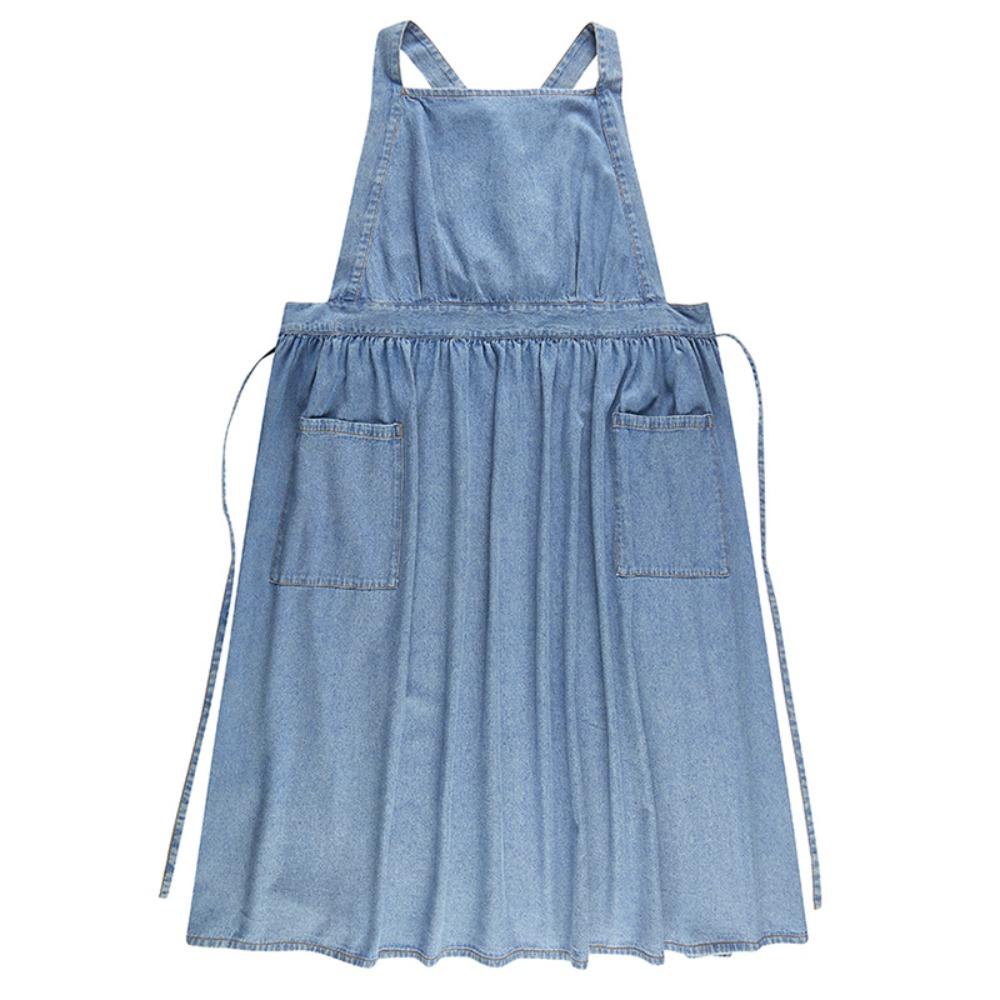 Vintage Denim Apron Premium Cotton Canvas Heavy-Duty Apron Adjustable Waist Machine Washable Bib Apron Kitchen Cooking Baking