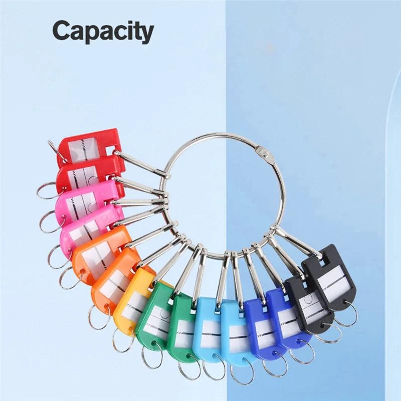 Portable Metal Ring Key Organizer with 10/20 Spring Hooks & Key Tags with Ring and Label Window Anti Loss Keyring Key Storage