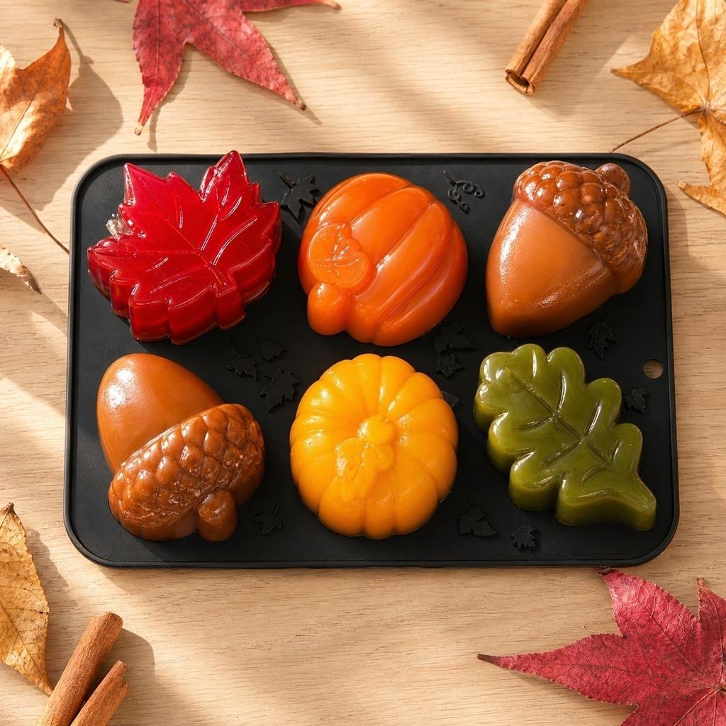 Silicone Baking Mold for Mousse Pudding Jelly Cake with Pumpkin Maple Leaf Floral Shapes Suitable for French Style Desserts and Aromatherapy Candles