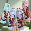1PC Phoenix Bird Fire Pattern 750ml Color Plastic Sports Water Bottle Leakproof Flip Straw Lid Suitable for Sports Office Home Use