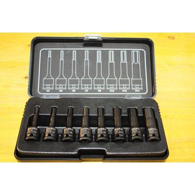 8-Piece 3/8 Hex Socket Set Cr-Mo Steel, Sizes H4-H14 for Impact Wrench