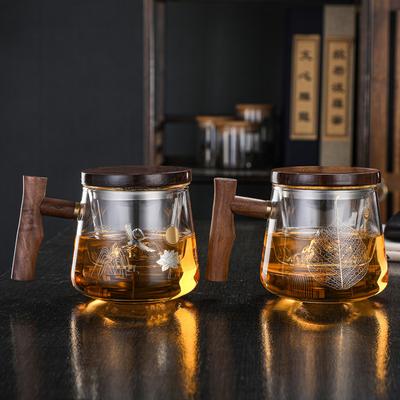Glass Heat-resistant Tea Separation Tea Cup Personal Office Water Cup Household Filter Flower Teacup with Lid Gift