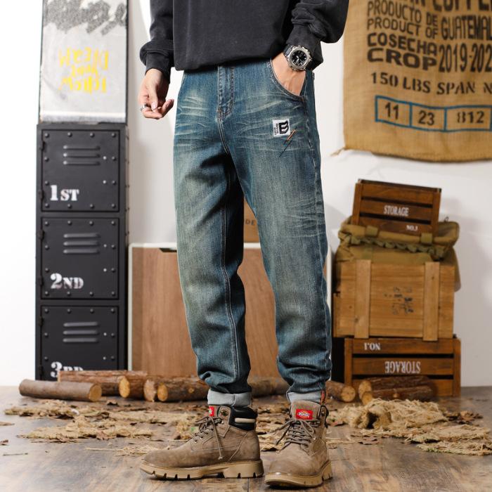 Джинсы-шаровары мужские осенние хлопковые прямые брюки-шаровары мужские осенние американские модные брендовые джинсы мужские осенне-зимние 30 синий