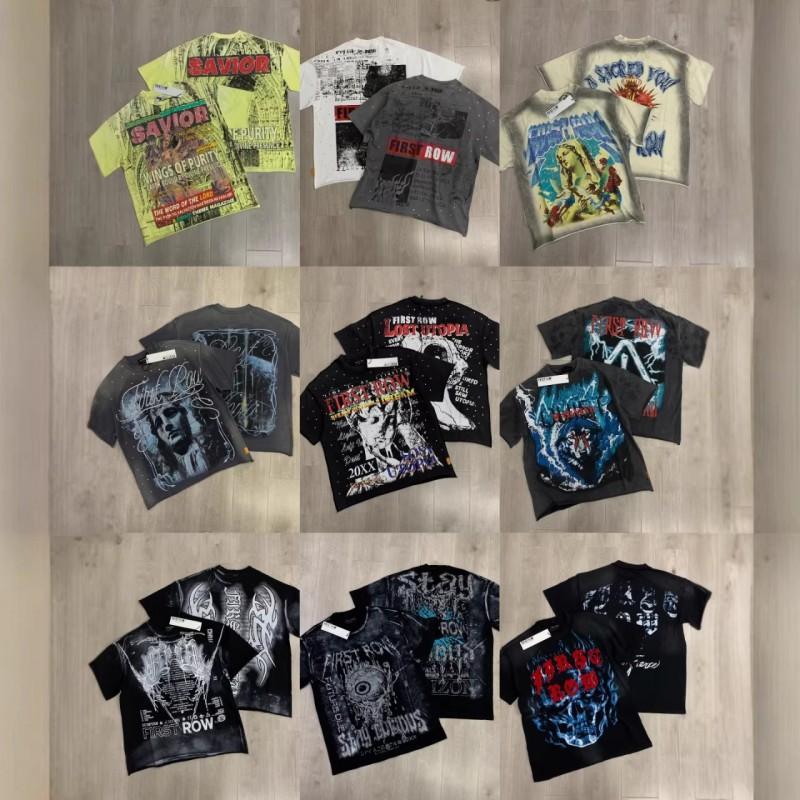 Unisex Oversized Box Fit Cotton Tee With Embroidered Rhinestone Washed Print Round Neck Short Sleeve Casual Top