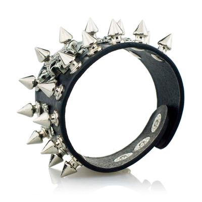 Einzigartiges Rock-Spikes-Nieten-Gothic-Skelett-Schädel-Punk-Biker-Breites Manschetten-Lederarmband