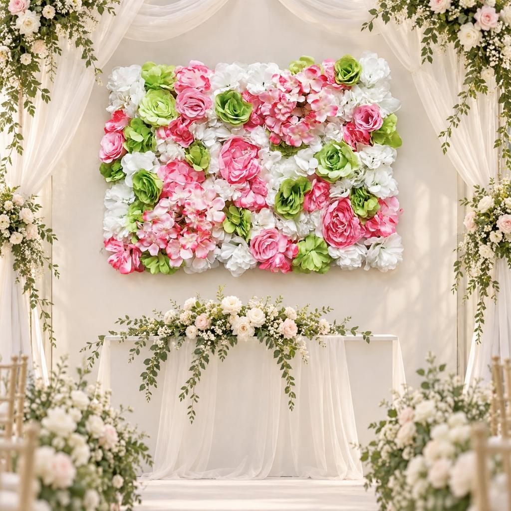 Artificial Floral Wall Panel Rectangular Blossom Indoor