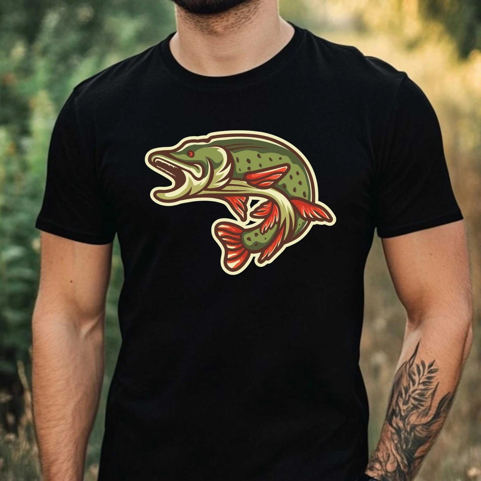 T-Shirt Herren Hecht Motiv Baumwolle Größe XS bis 5XL S